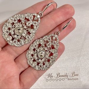 Silver Crystal Drop Earrings
